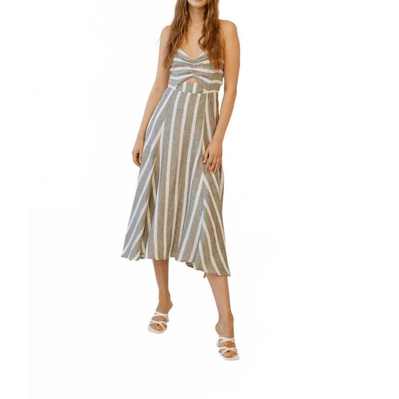 NEW GUADALUPE DESIGN filomena stripe midi dress in grey - Picture 1 of 3